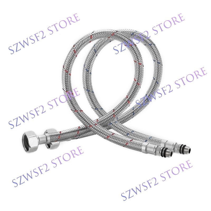 Flexible Hose Braided - G1/2 60cm 1ペア ステンレス製フレキシブル配管パイプ 赤と青の給水管 編組尖端付き浴室用配管